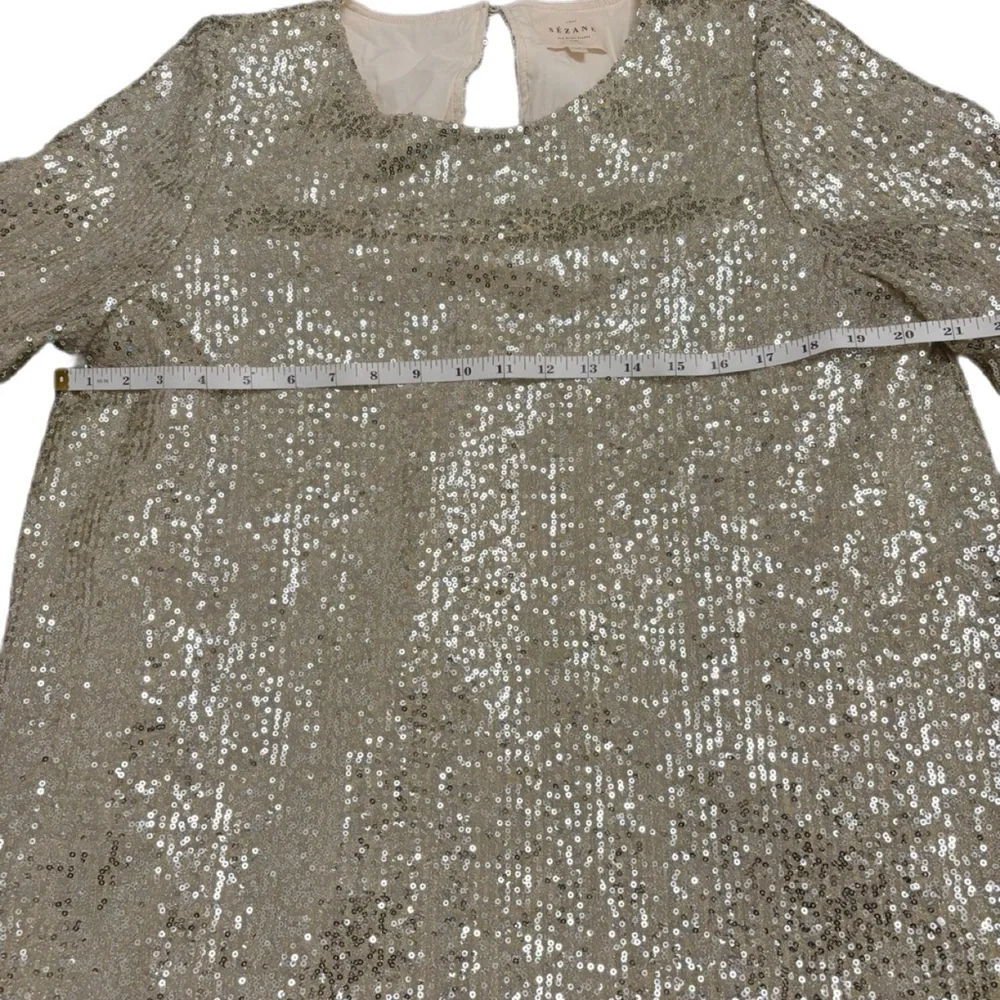 Sézane Annabeth Silver Sequin Long Sleeve Dress – Size 40 (US 8) - Picture 4 of 8